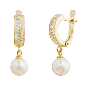 עגילי בננה פנינה