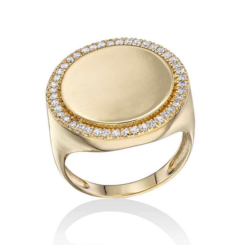 טבעת חותם עגולה זירקונים