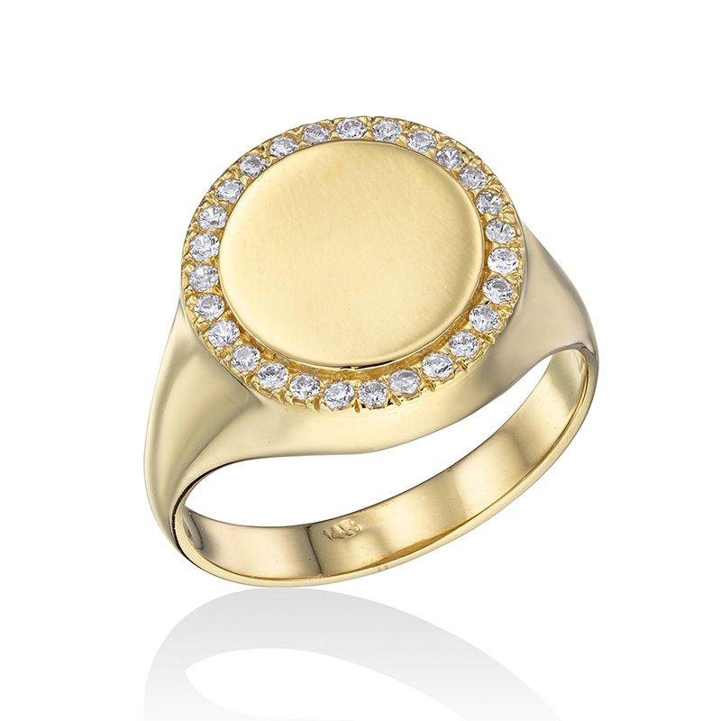 טבעת חותם עגולה זירקונים 2