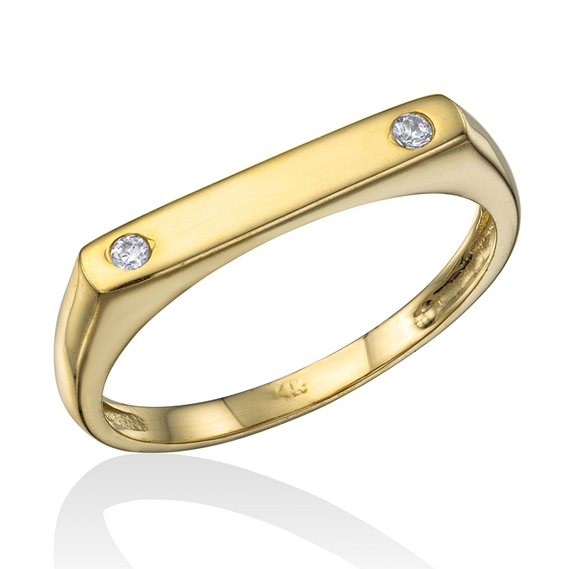 טבעת חותם לאישה שני זירקונים