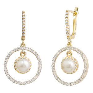 עגילים תלויים לילה פנינה