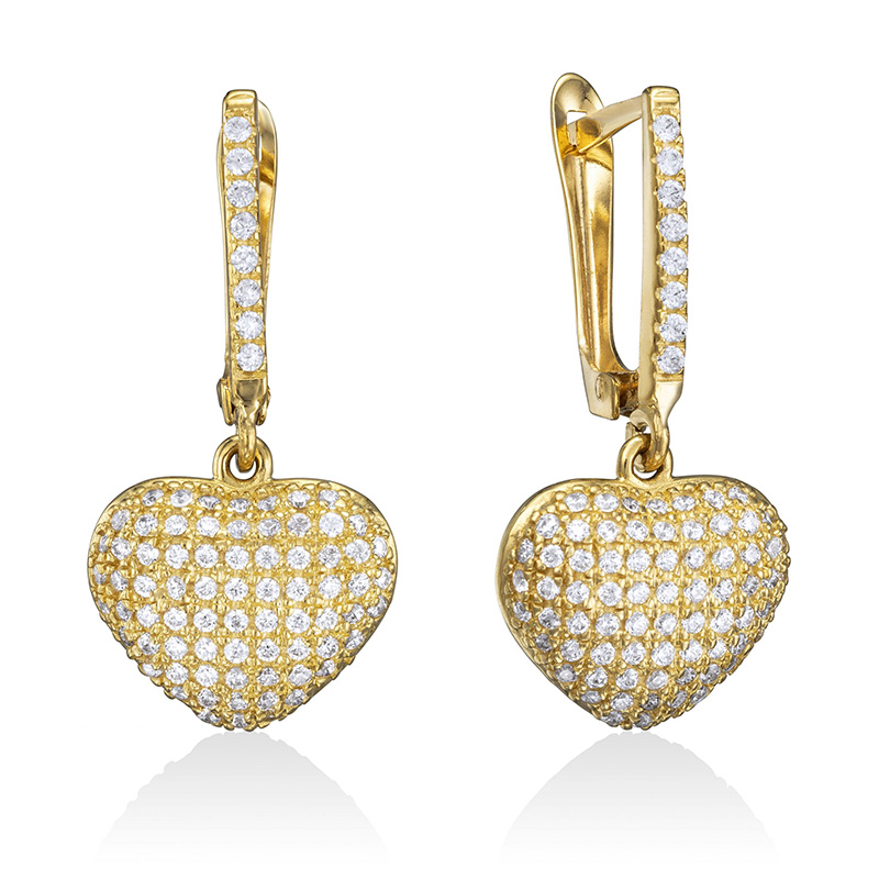 עגילים תלויים לב הזהב