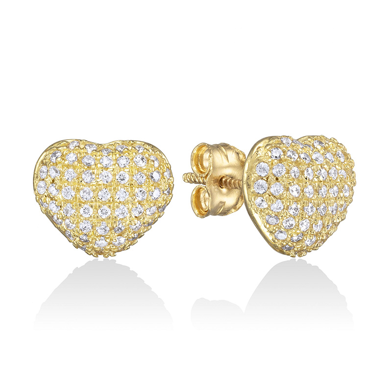 עגילים צמודים לב הזהב