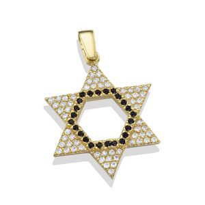 תליון מגן דוד לבן שחור