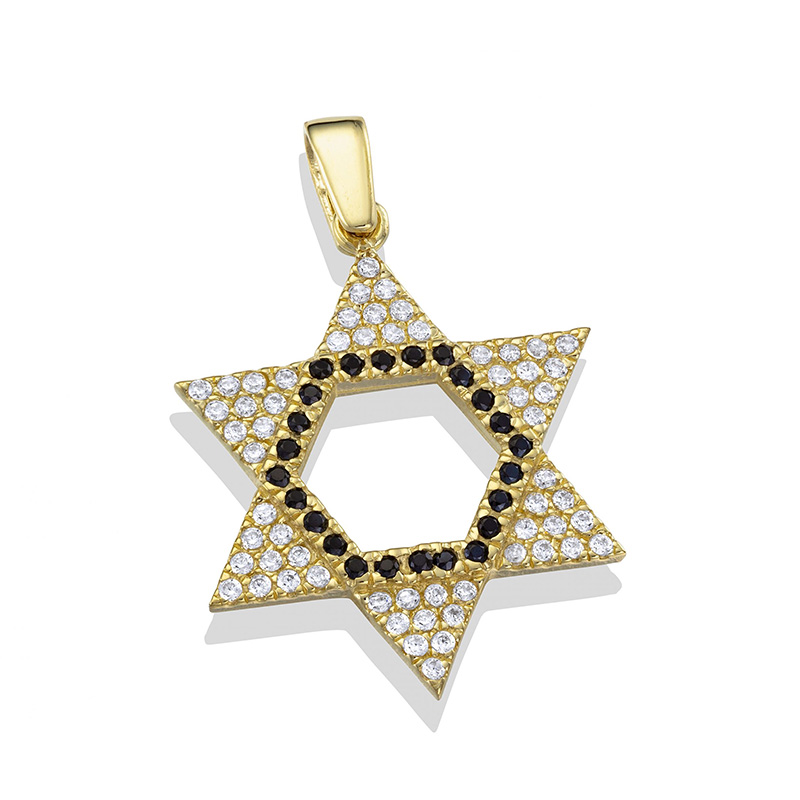 תליון מגן דוד לבן שחור