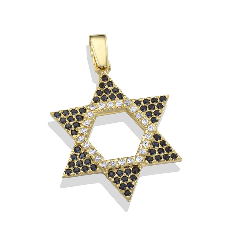 תליון מגן דוד שחור לבן