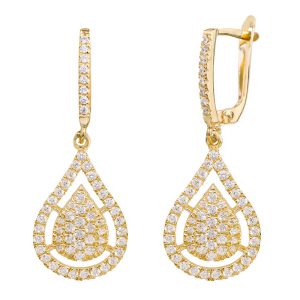 עגילי זהב תלויים מילה