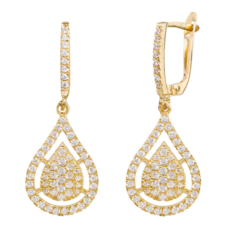 עגילי זהב תלויים מילה