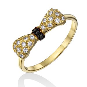 טבעת פפיון שחור לבן