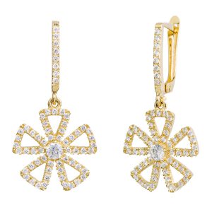 עגילים תלויים פרח