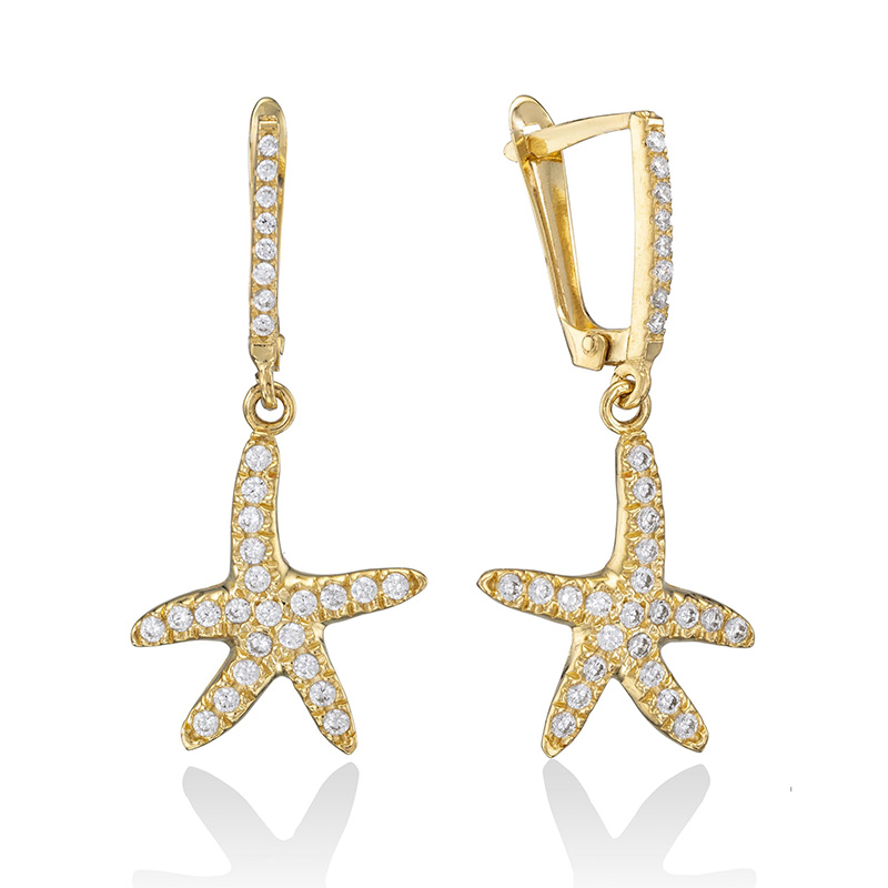 עגילים תלויים כוכב ים